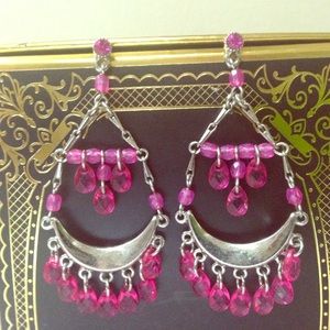 Pink Dangle earrings with silver-colored accents